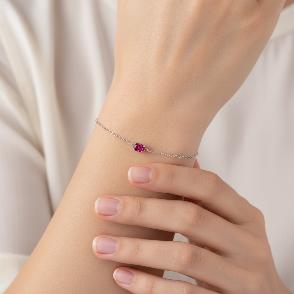 Velara Solitaire Bracelet – Deep Red Garnet