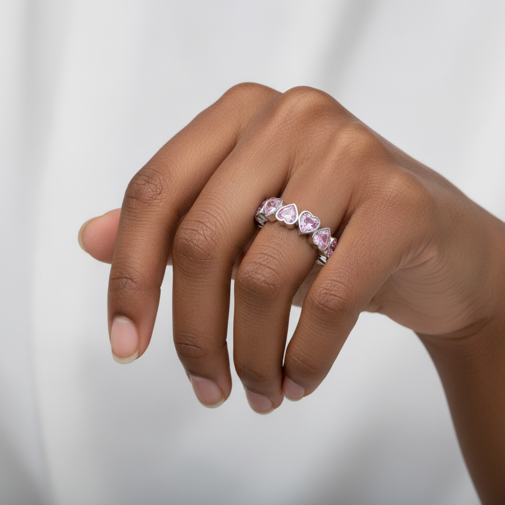 Amore Frame Eternity Ring – Orange Padparadscha Sapphire