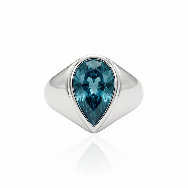Nova Signet Ring – Teal Blue Spinel