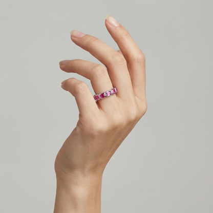Nexus Lateral Eternity Ring – Vivid Pink Sapphire