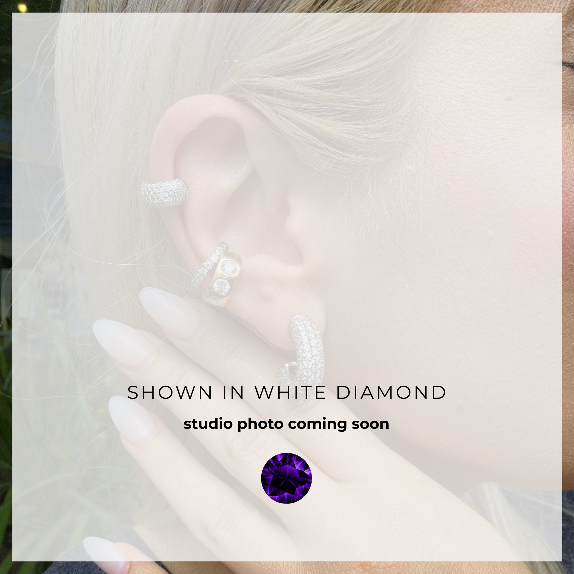Linea Bold Ear Cuff – Purple Amethyst