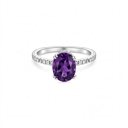 Velara Pavé Solitaire Ring – Purple Sapphire