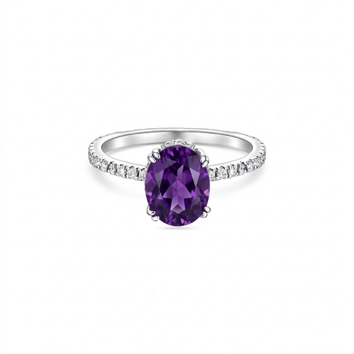 Velara Pavé Solitaire Ring – Purple Sapphire