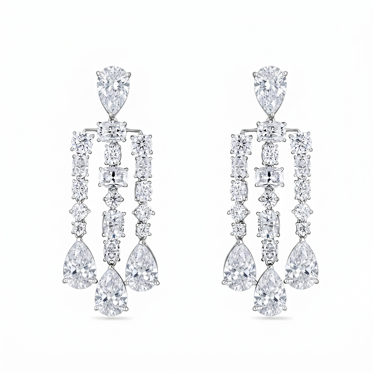 Nova Cascade Earrings – White Diamond