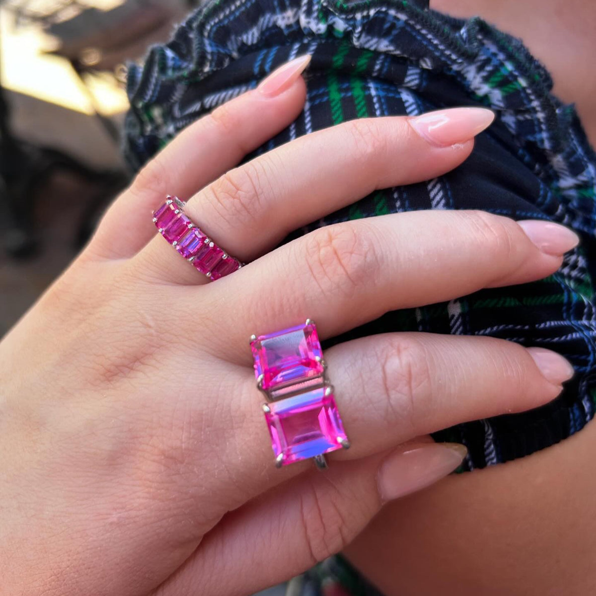 Nexus Twin Ring – Teal Blue Spinel