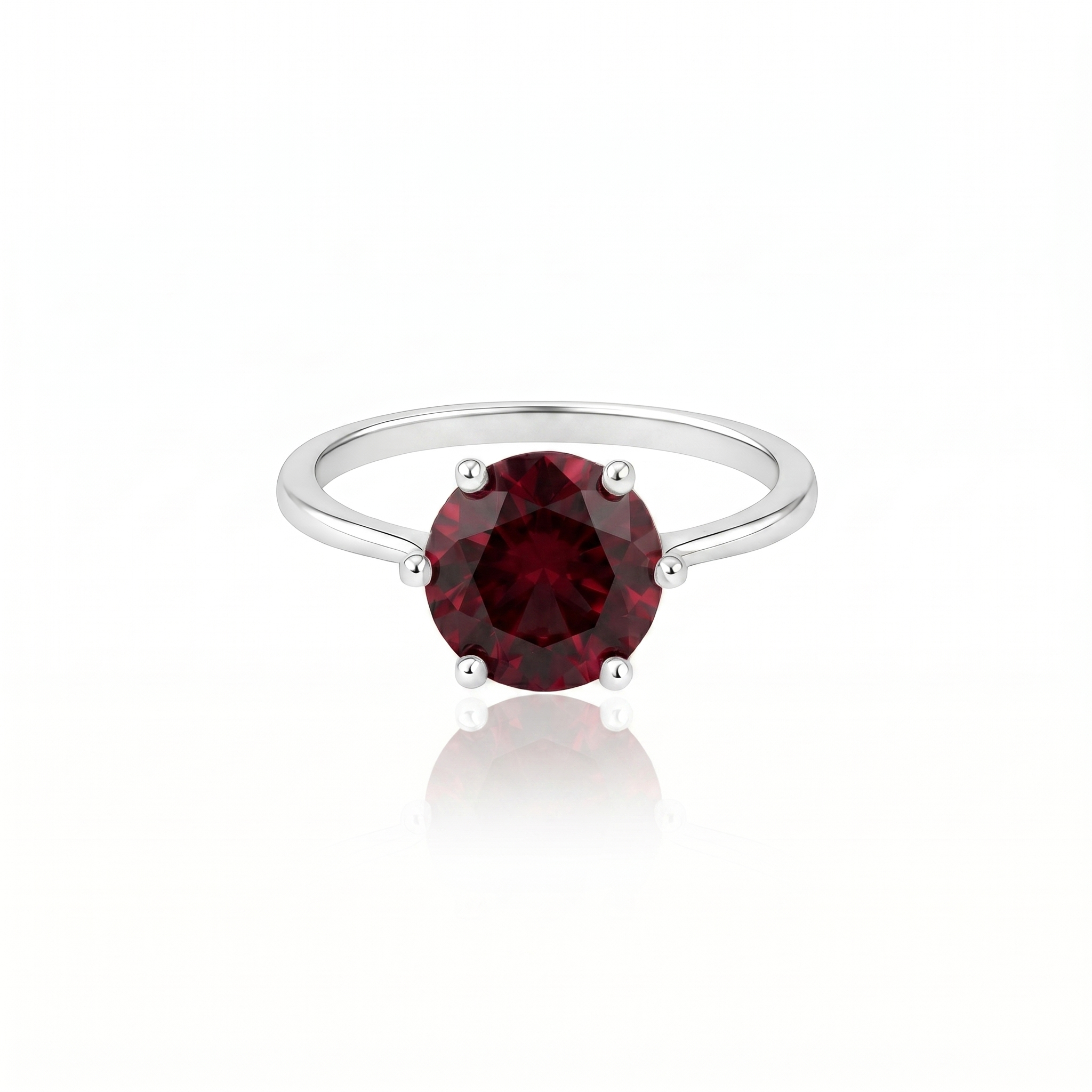 Juno Bold Solitaire Ring – Deep Red Garnet