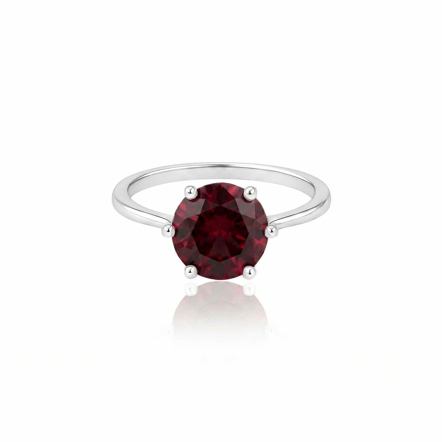 Juno Bold Solitaire Ring – Deep Red Garnet