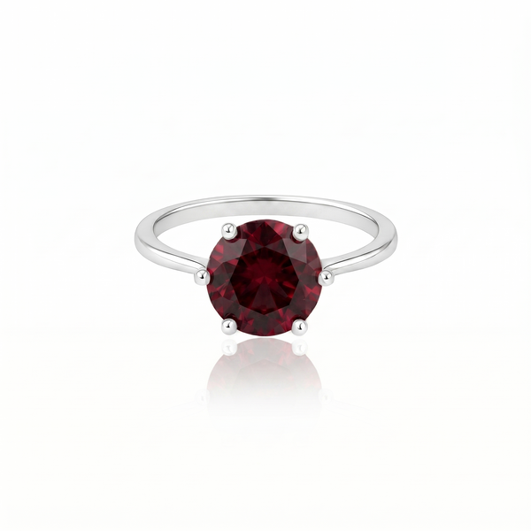 Juno Bold Solitaire Ring – Deep Red Garnet