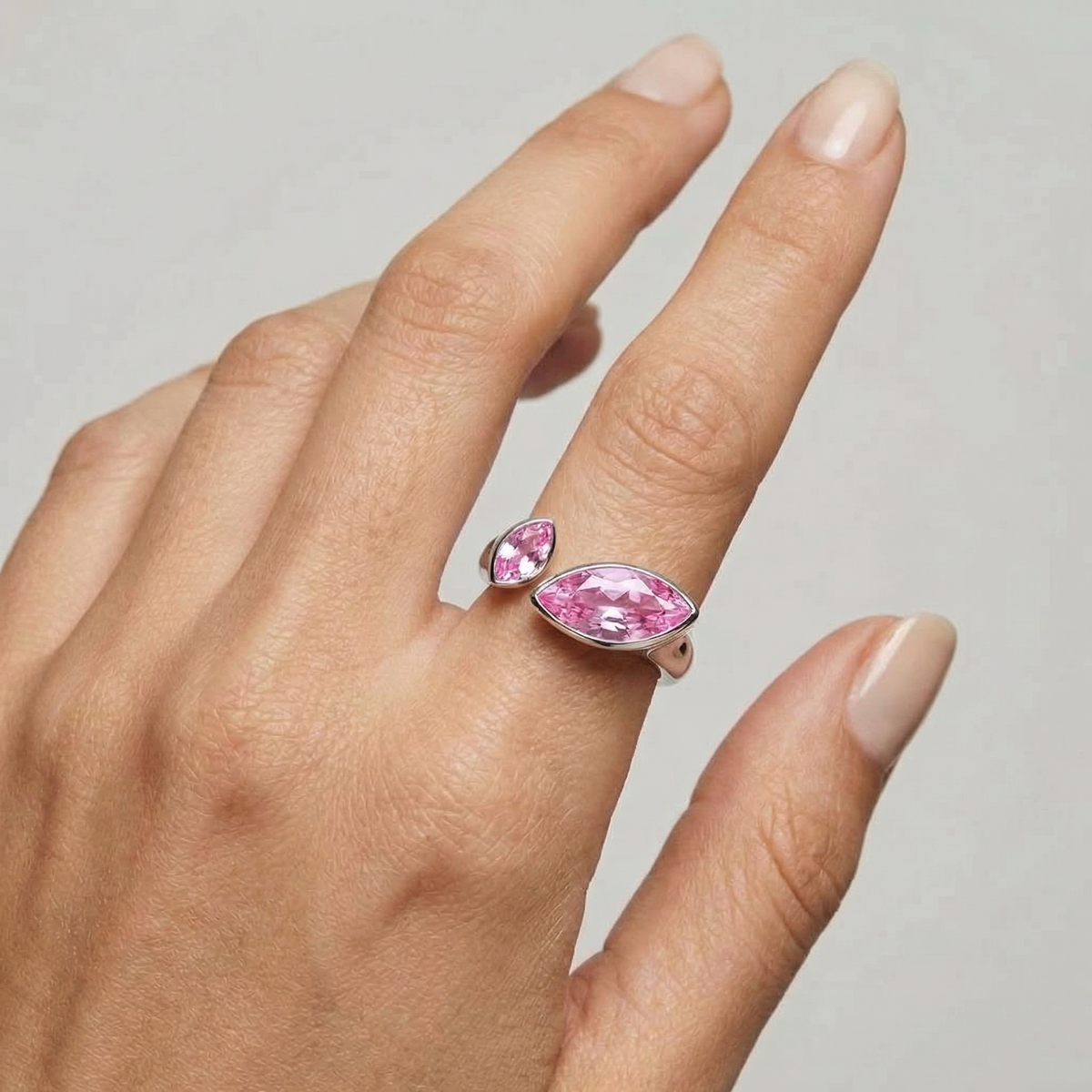 Aria Duo Marquise Ring – Light Pink Sapphire