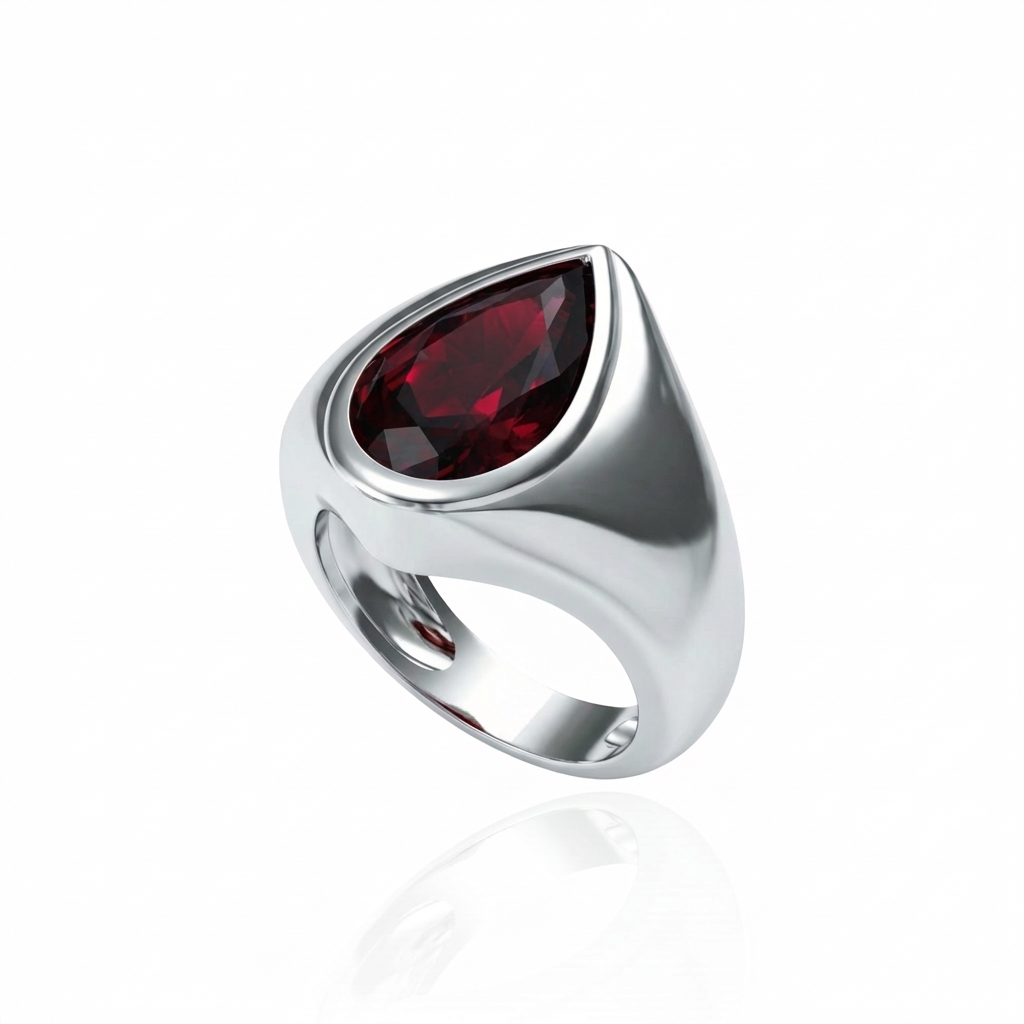 Nova Signet Ring – Deep Red Garnet