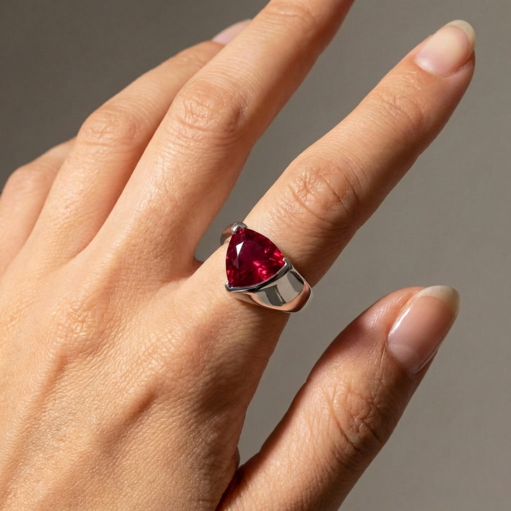 Aria Trillion Frame Ring – Red Ruby