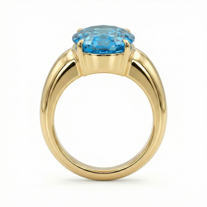 Velara Signet Ring – Teal Blue Spinel