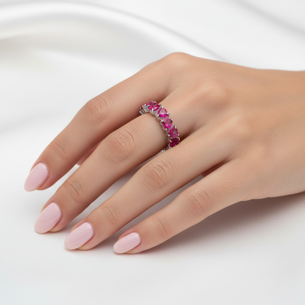 Amore Eternity Ring – Vivid Pink Sapphire