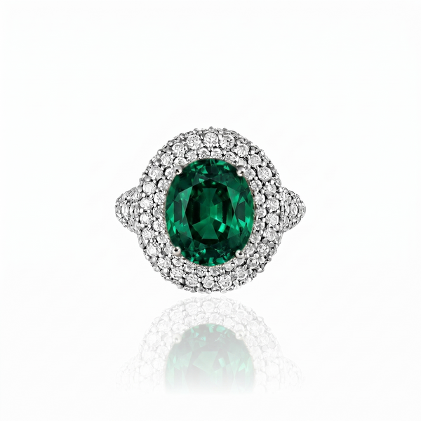 Velara Statement Ring – Zambian Green Emerald