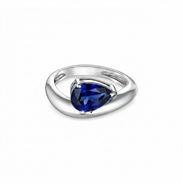 Nova Wave Solitaire Ring – Blue Sapphire