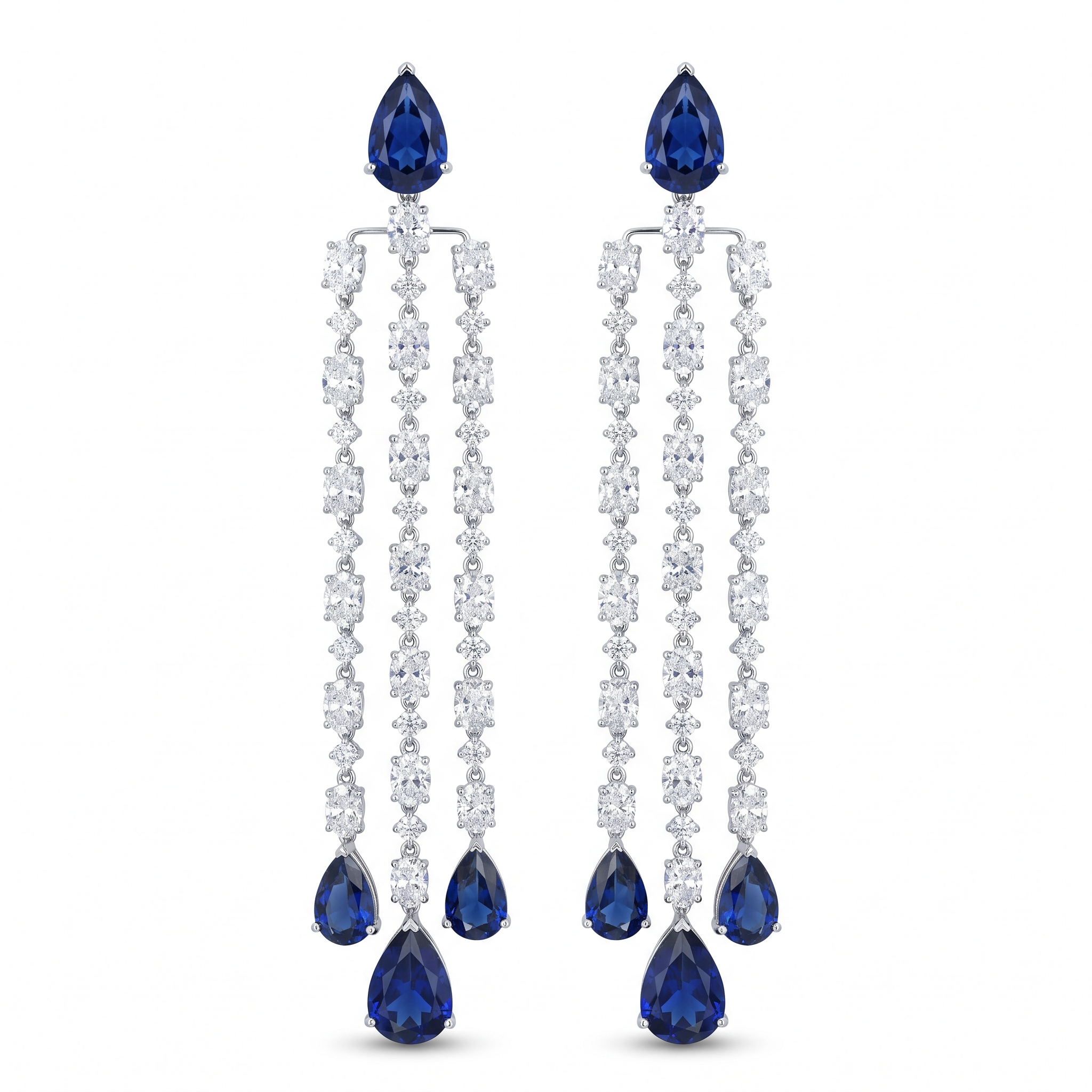 Nova Grand Cascade Earrings – Blue Sapphire