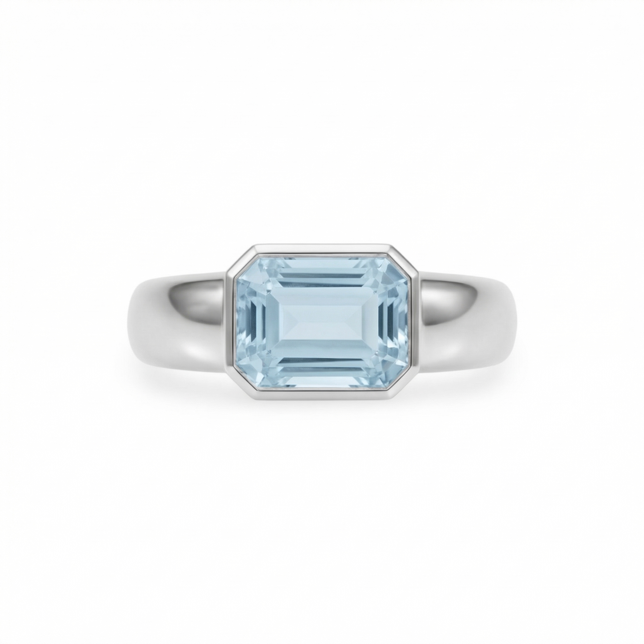 Nexus Lateral Solitaire Ring – Light Blue Aquamarine