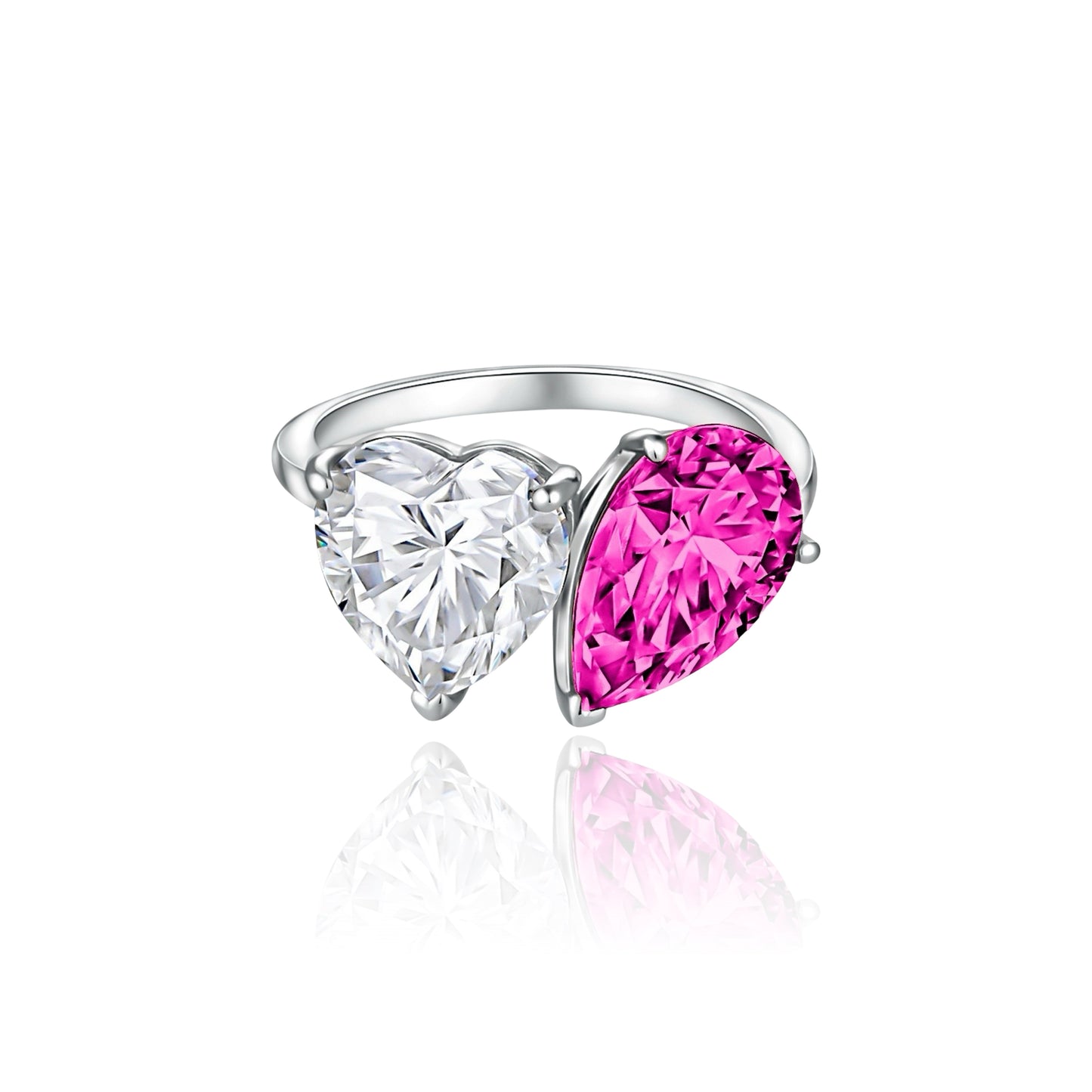 Amore Toi & Moi Ring – Vivid Pink Sapphire
