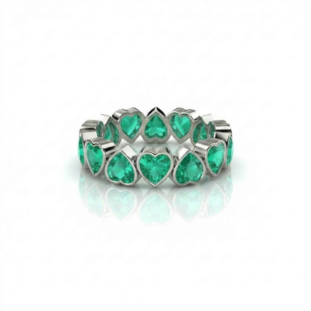 Amore Frame Eternity Ring – Colombian Green Emerald