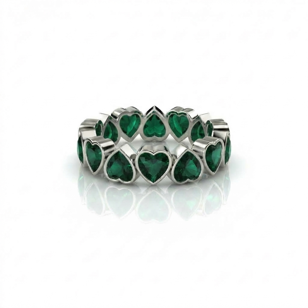 Amore Frame Eternity Ring – Zambian Green Emerald