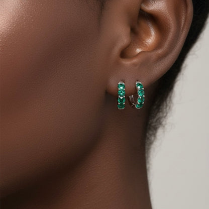 Linea Chunky Hoop Earrings – Zambian Green Emerald