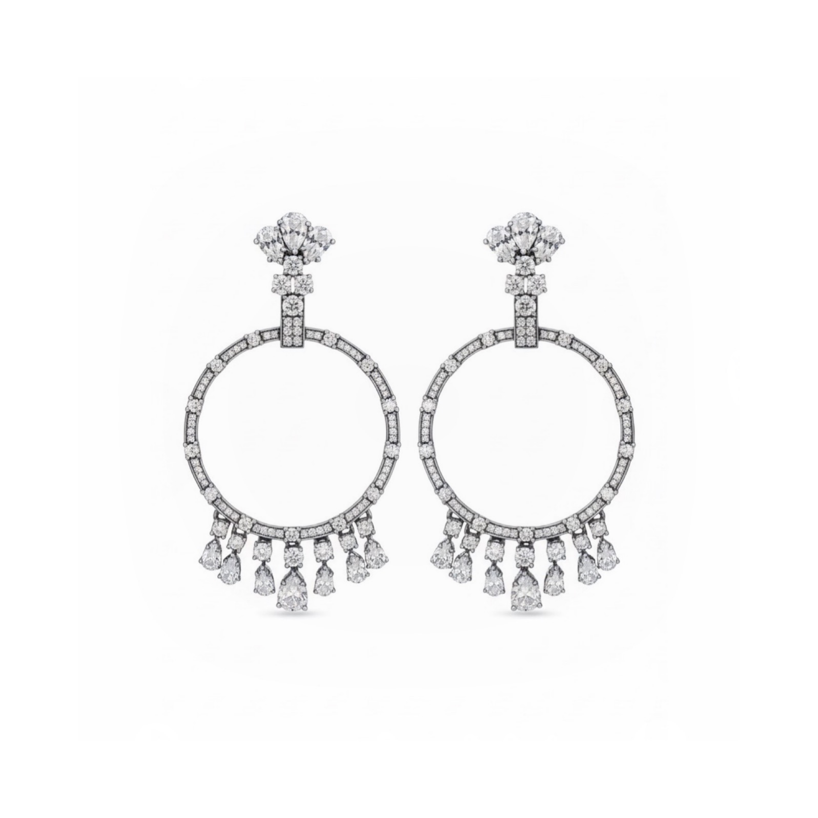 Nova Swing Hoop Earrings – White Diamond