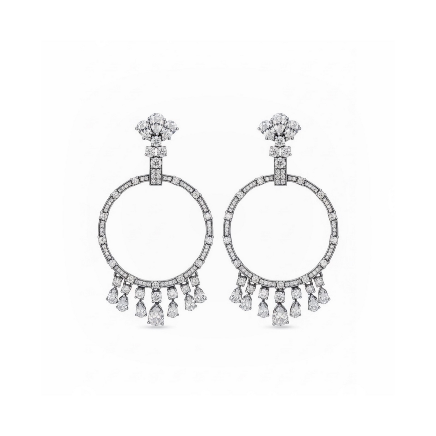 Nova Swing Hoop Earrings – White Diamond