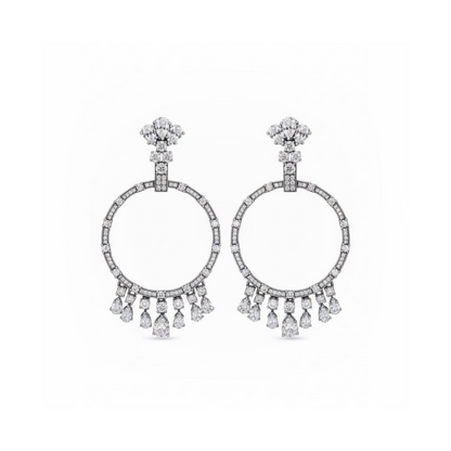 Nova Swing Hoop Earrings – White Diamond