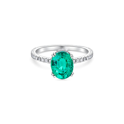 Velara Pavé Solitaire Ring – Colombian Green Emerald