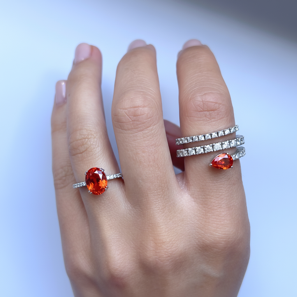 Nova Serpent Ring – Orange Padparadscha Sapphire