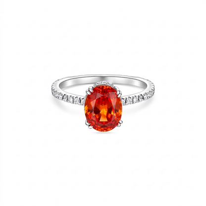 Velara Pavé Solitaire Ring – Orange Padparadscha Sapphire