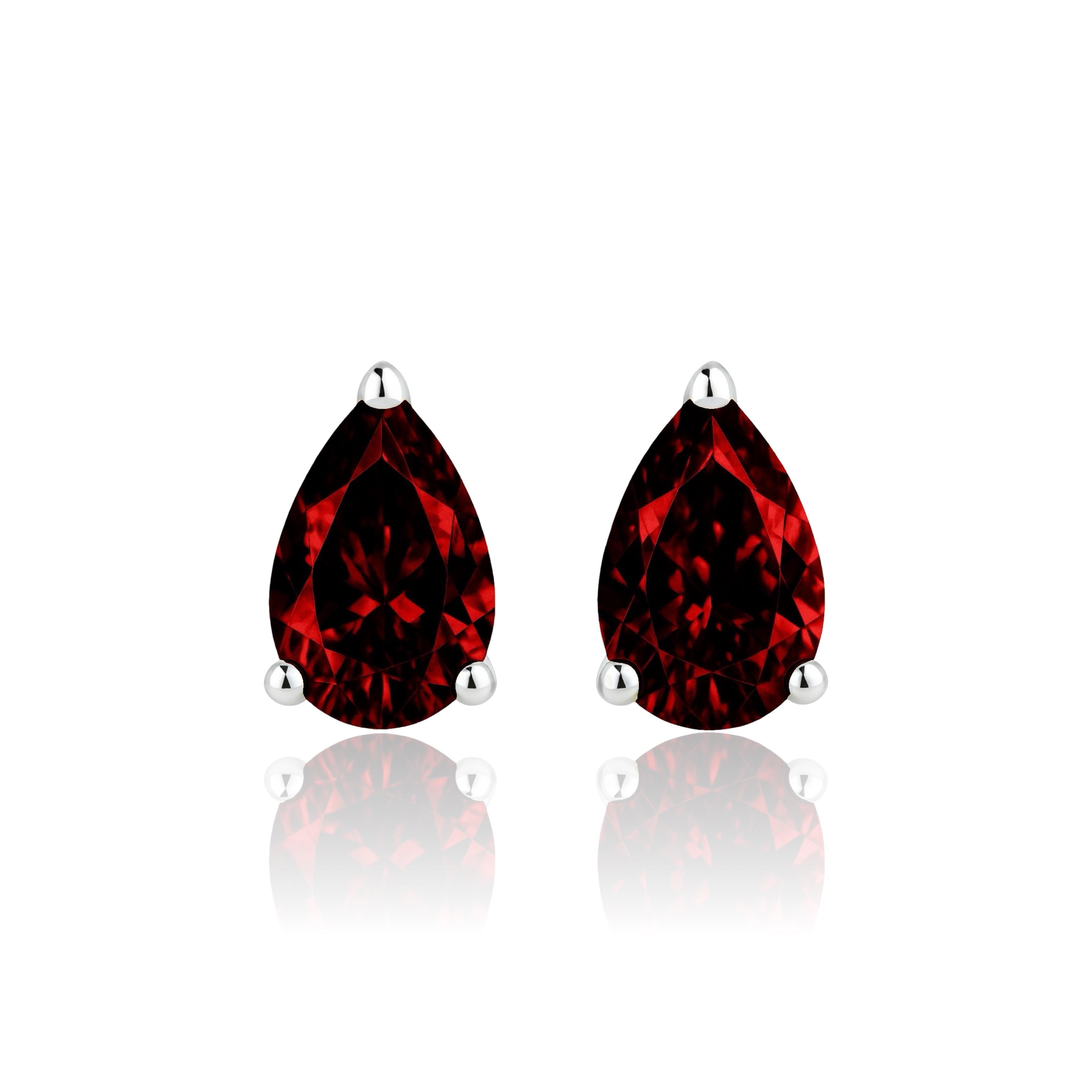 Nova Grande Stud Earrings – Deep Red Garnet