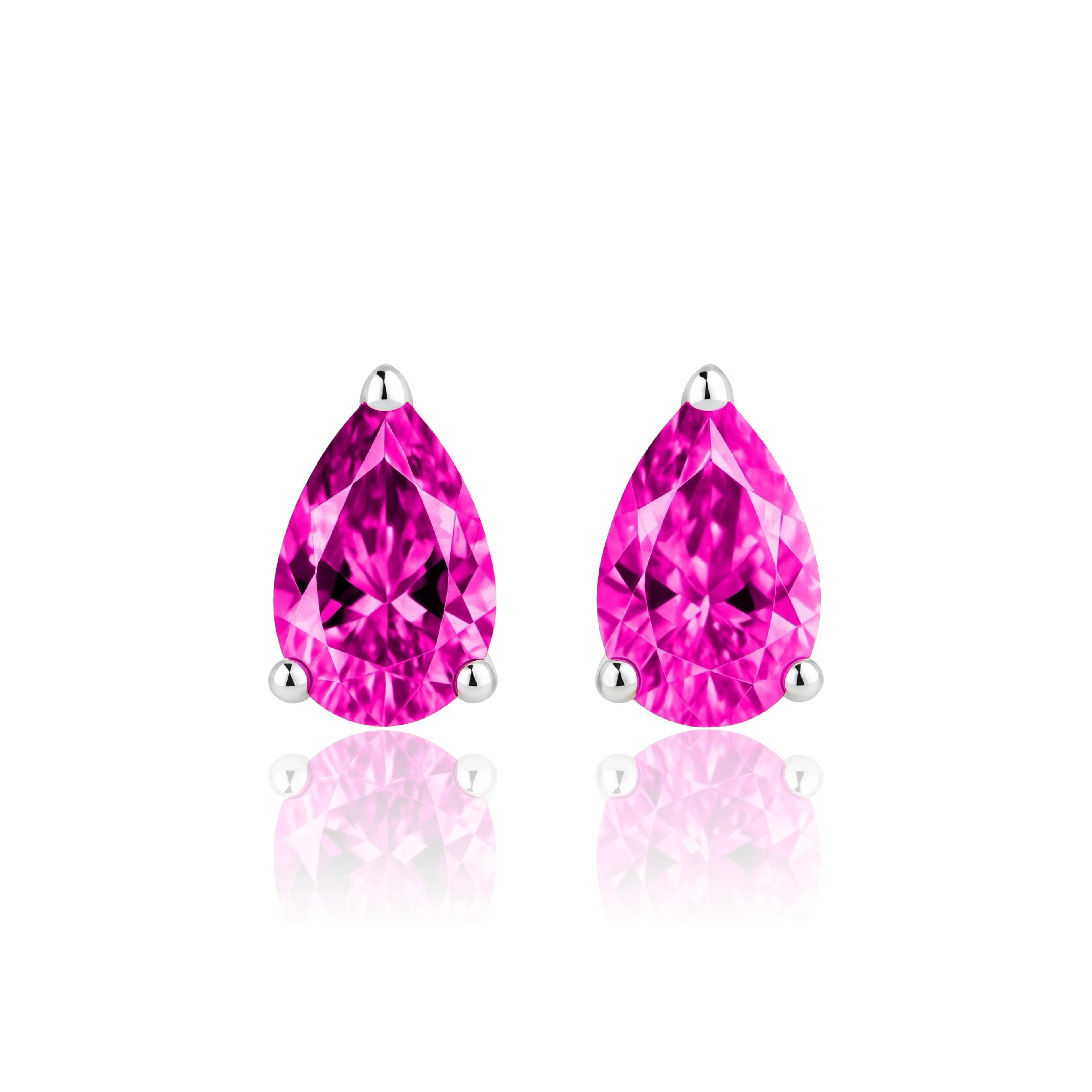 Nova Grande Stud Earrings – Vivid Pink Sapphire