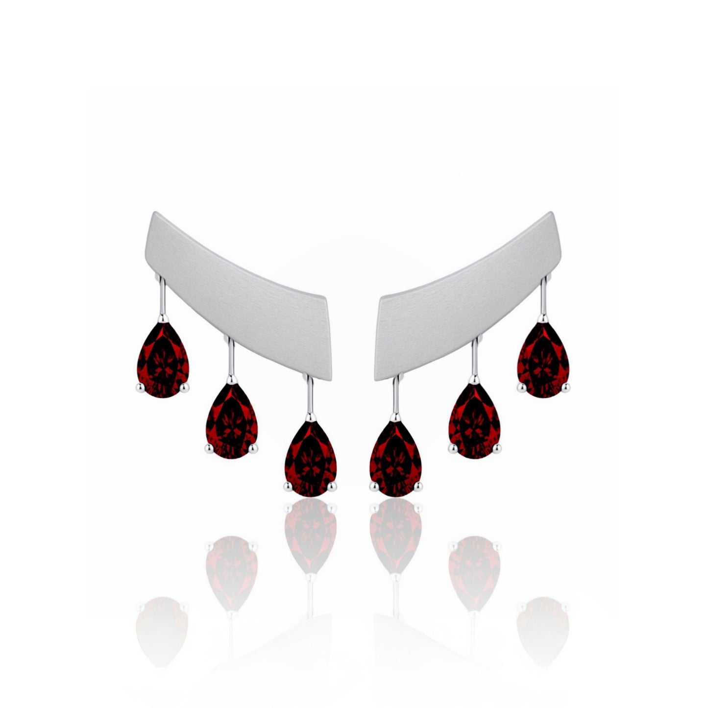 Nova Wing Drop Earrings – Deep Red Garnet