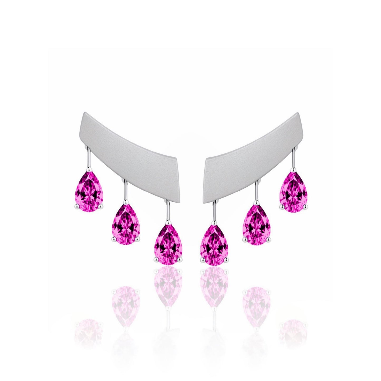 Nova Wing Drop Earrings – Vivid Pink Sapphire