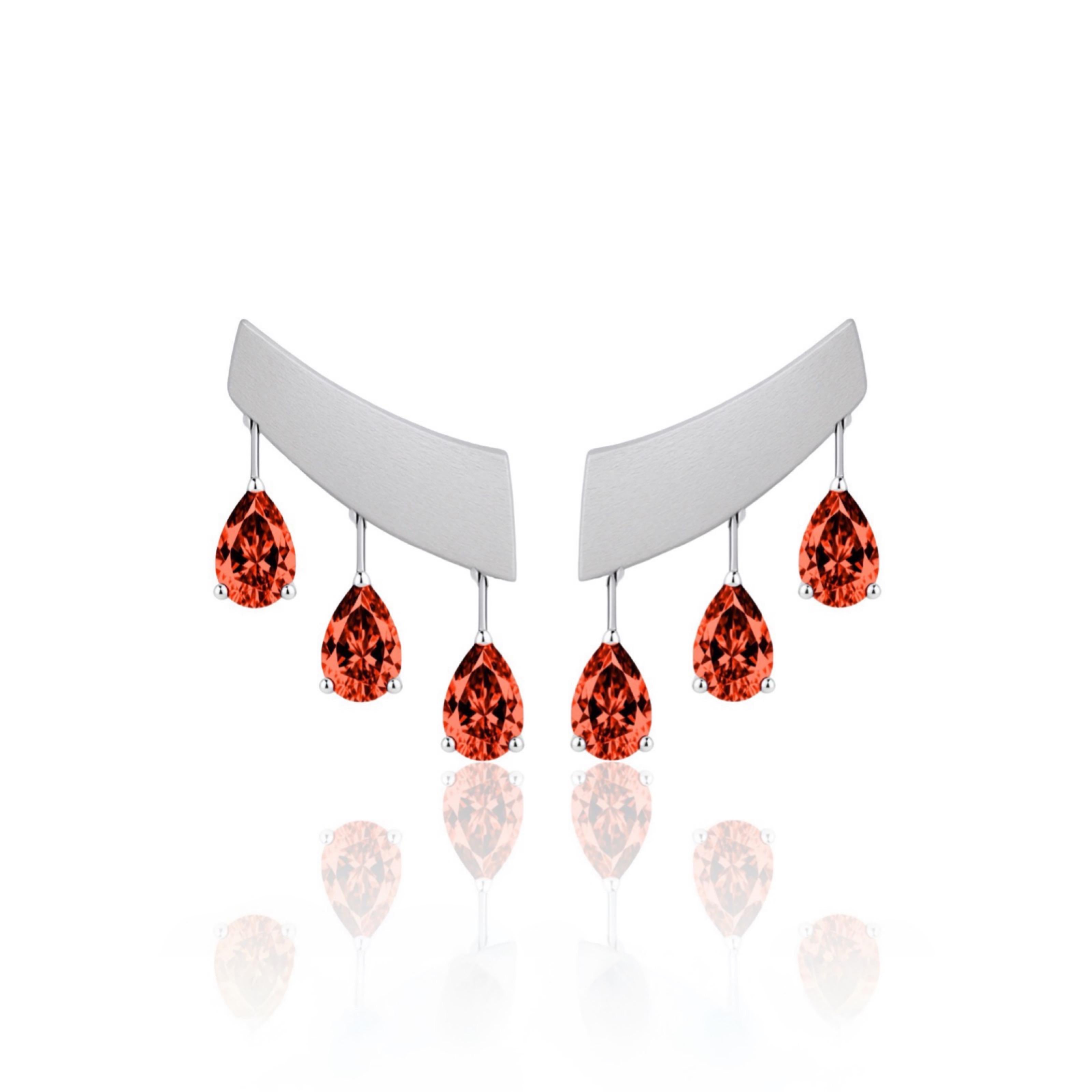 Nova Wing Drop Earrings – Orange Padparadscha Sapphire