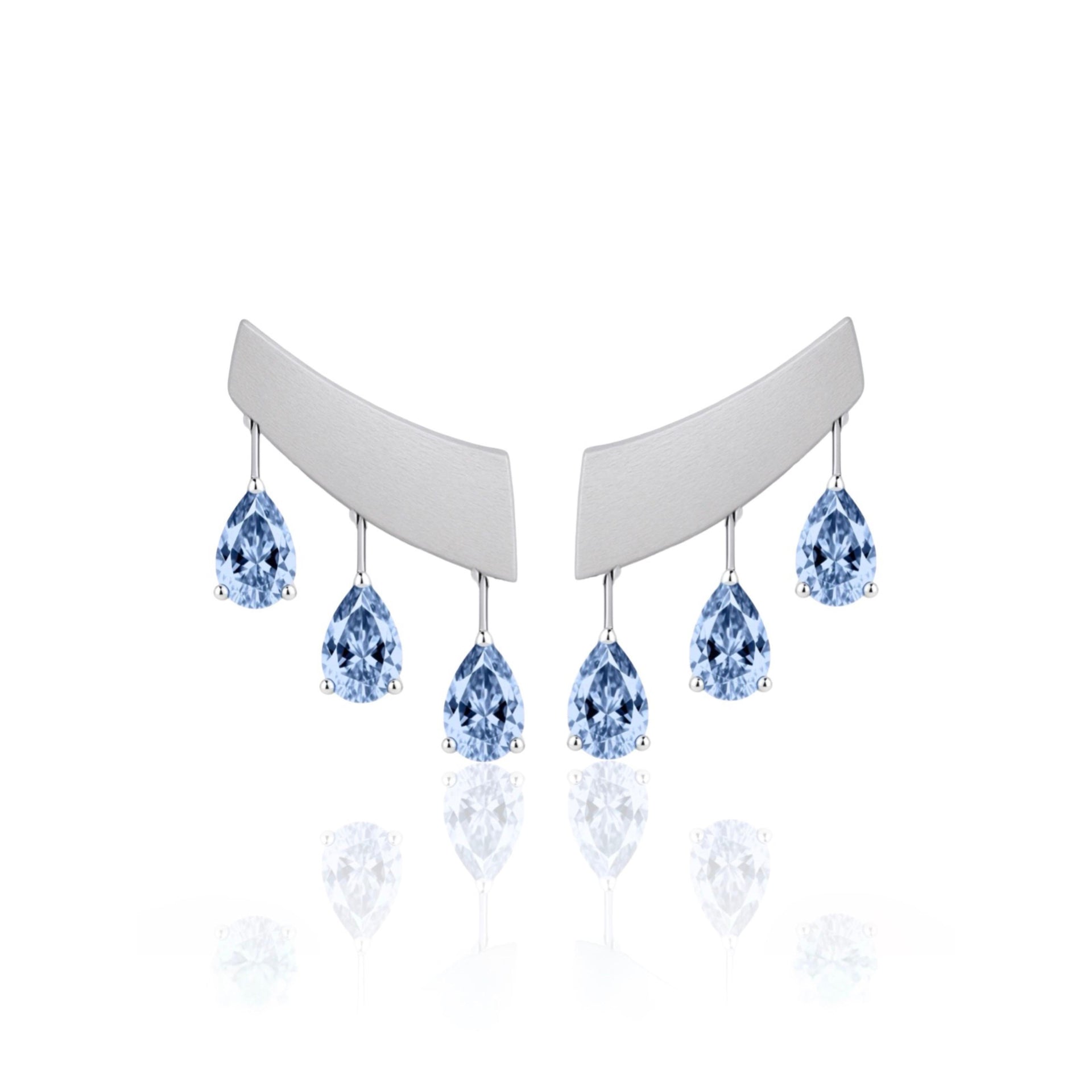 Nova Wing Drop Earrings – Light Blue Aquamarine