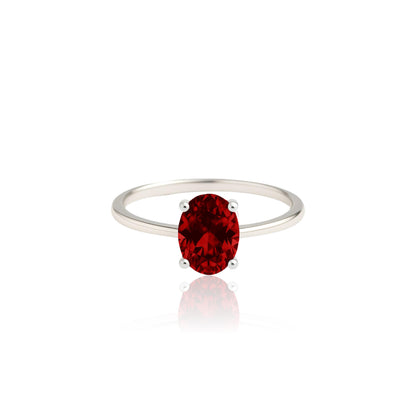 Velara Solitaire Ring – Deep Red Garnet