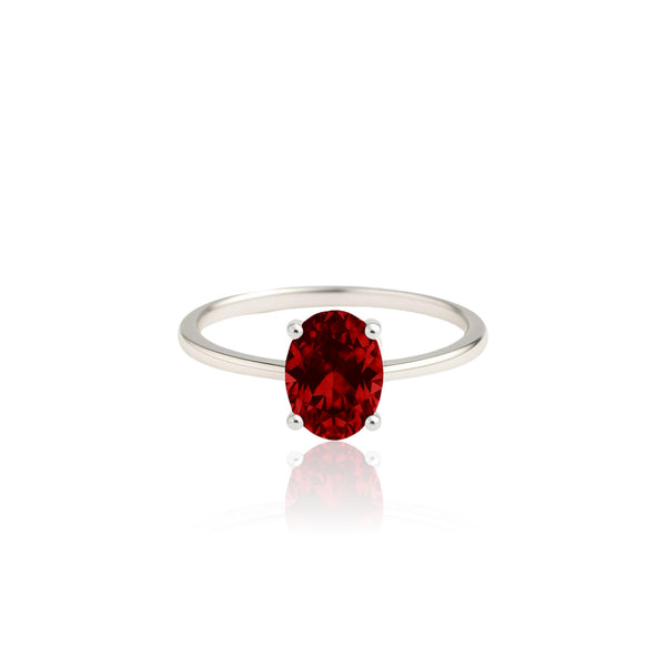 Velara Solitaire Ring – Deep Red Garnet