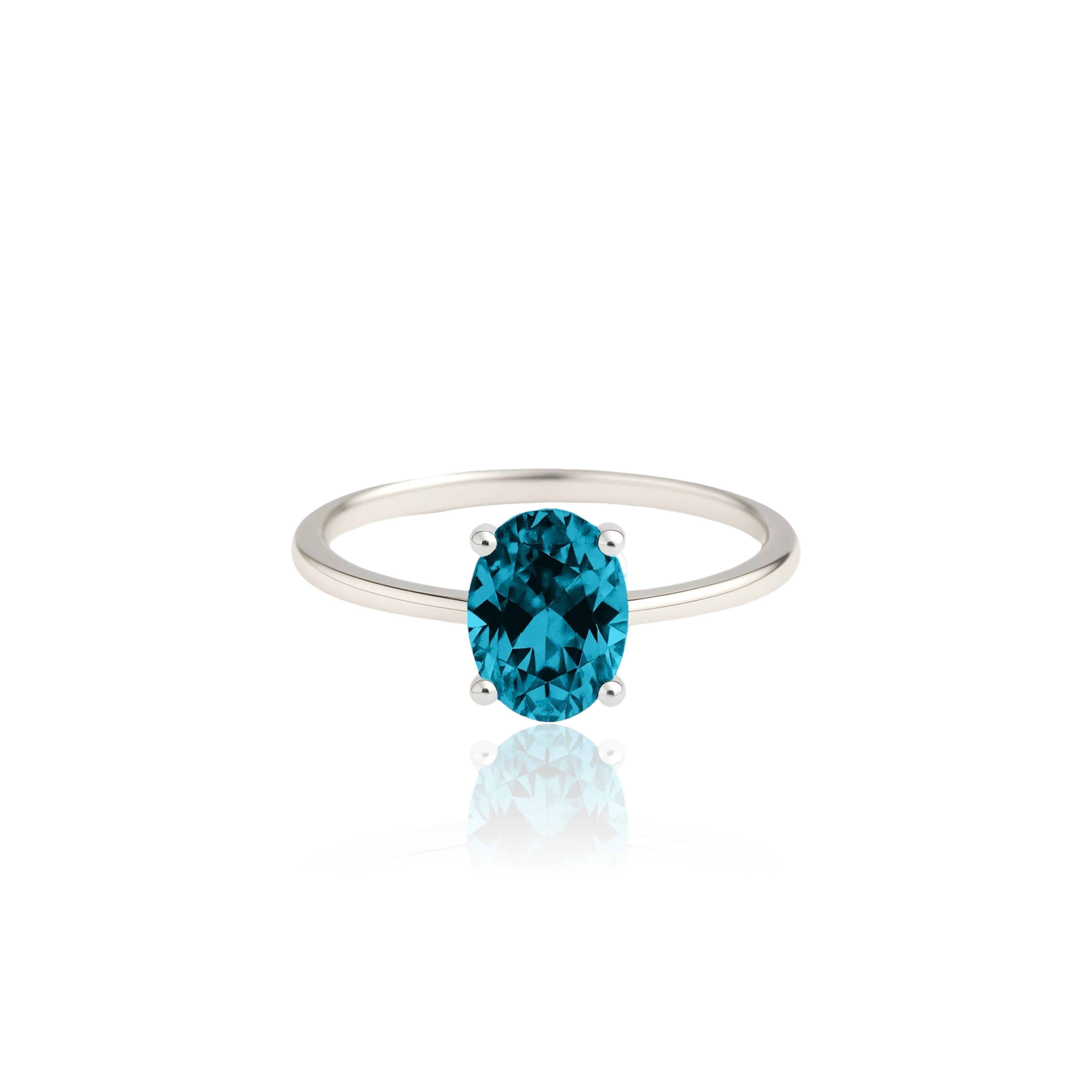 Velara Solitaire Ring – Teal Blue Spinel