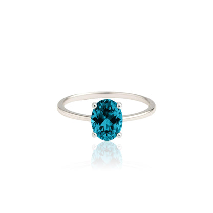Velara Solitaire Ring – Teal Blue Spinel