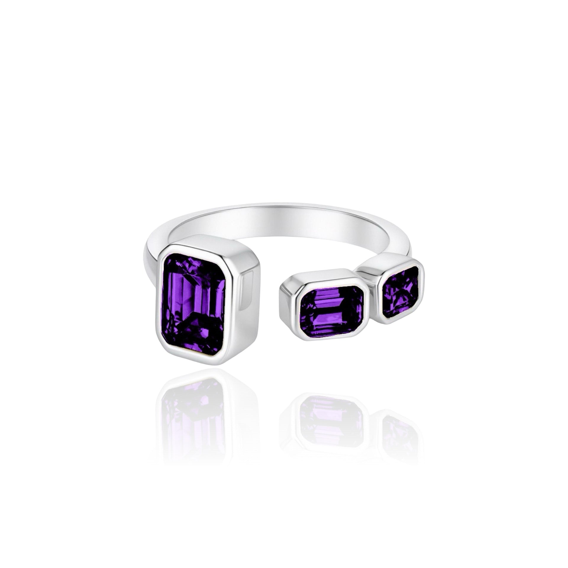 Nexus Frame Open Ring – Purple Amethyst
