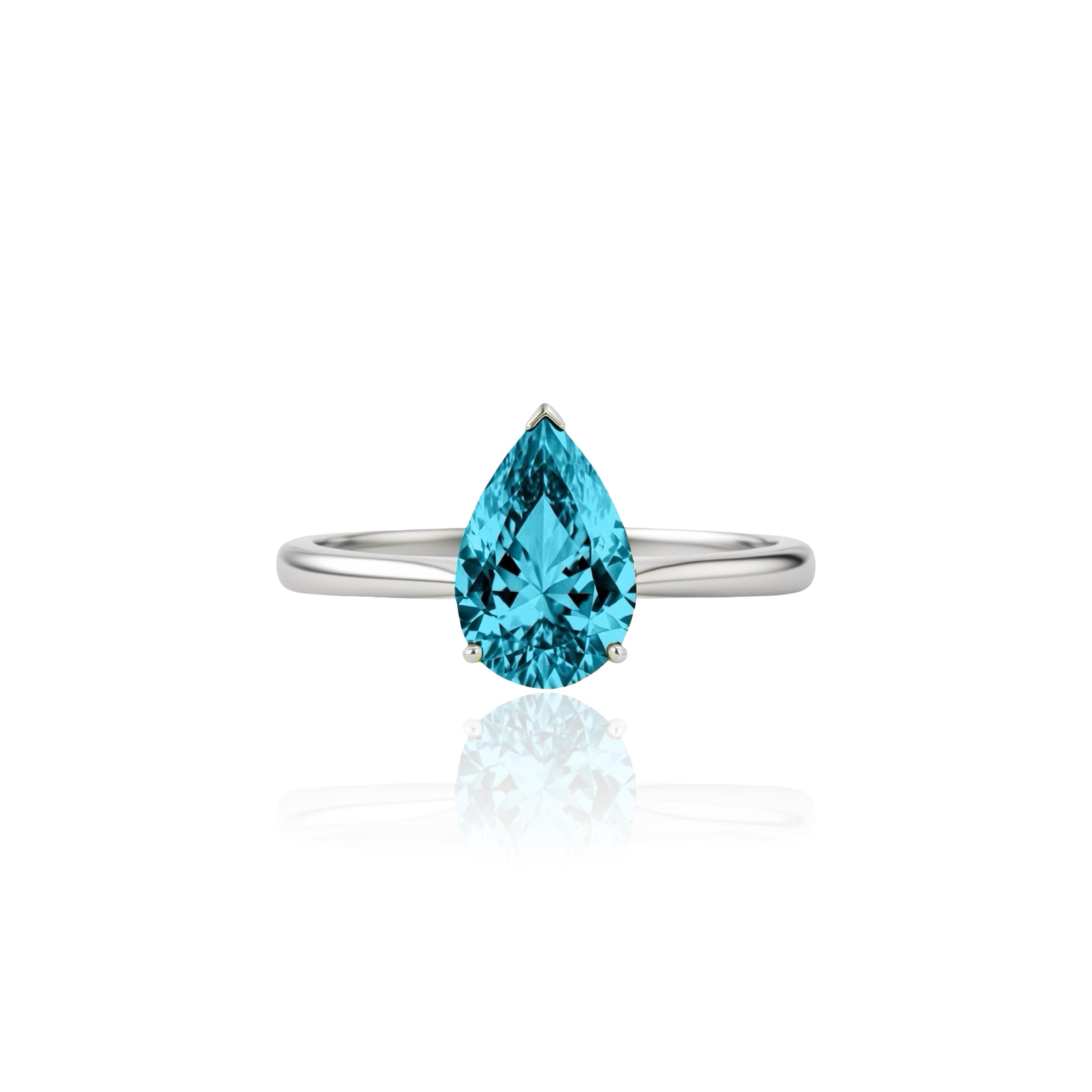 Nova Solitaire Ring – Teal Blue Spinel