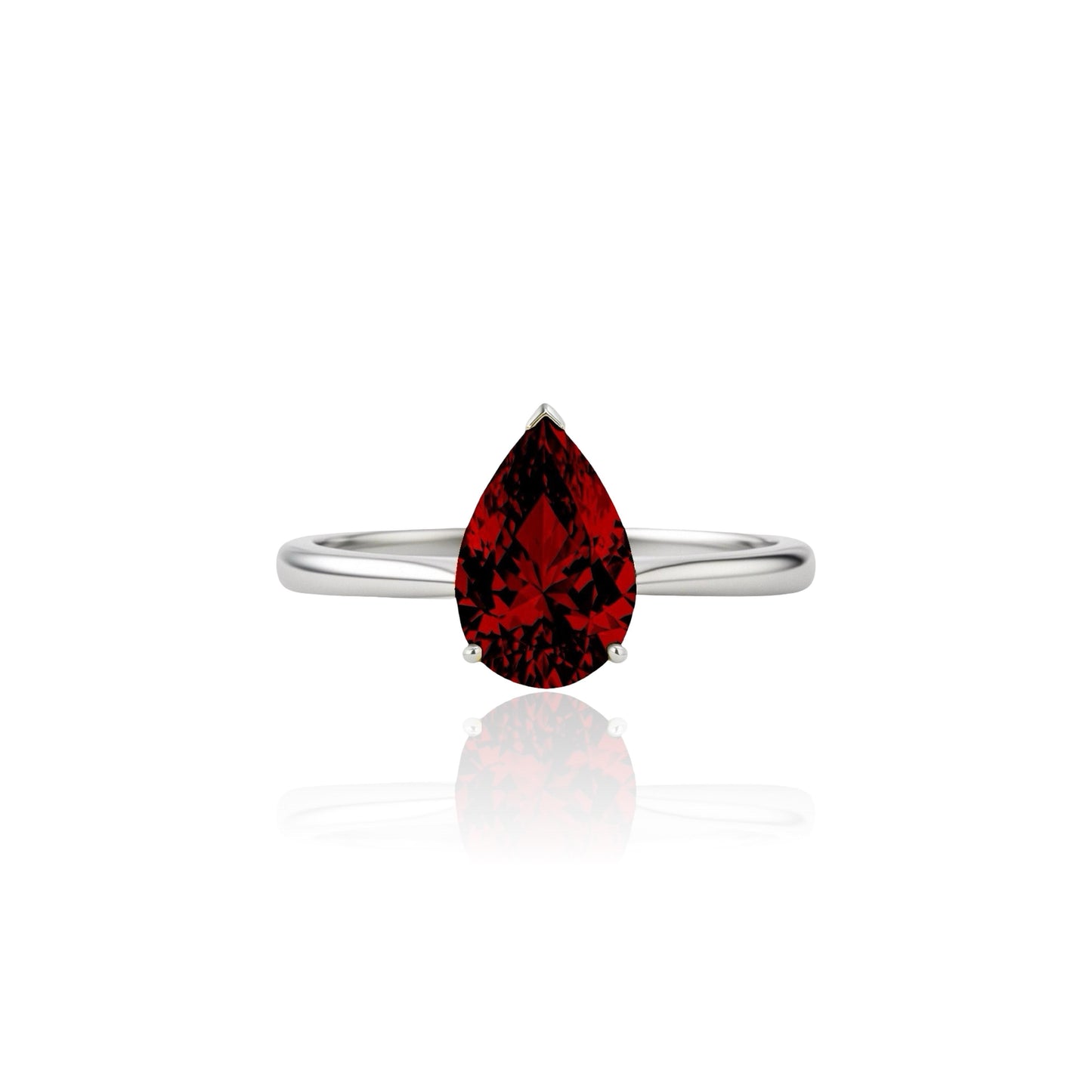 Nova Solitaire Ring – Deep Red Garnet