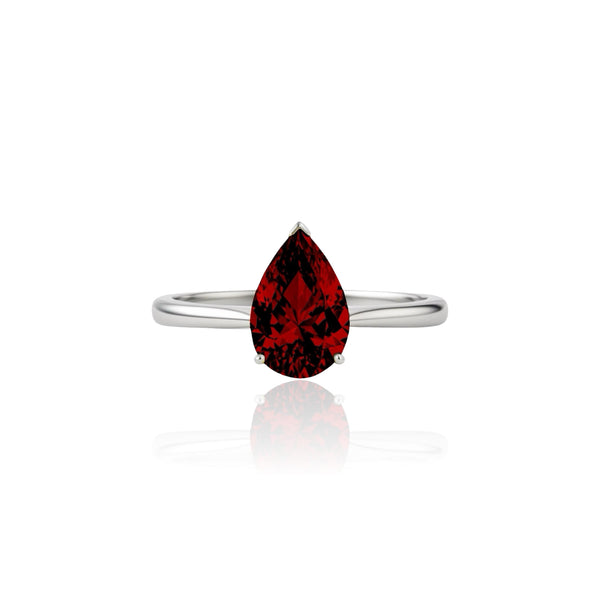 Nova Solitaire Ring – Deep Red Garnet