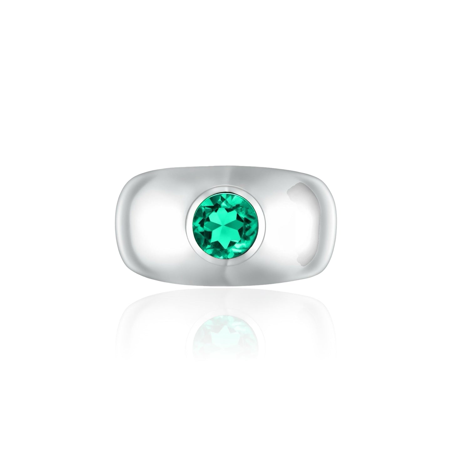 Forma Signet Ring – Colombian Green Emerald
