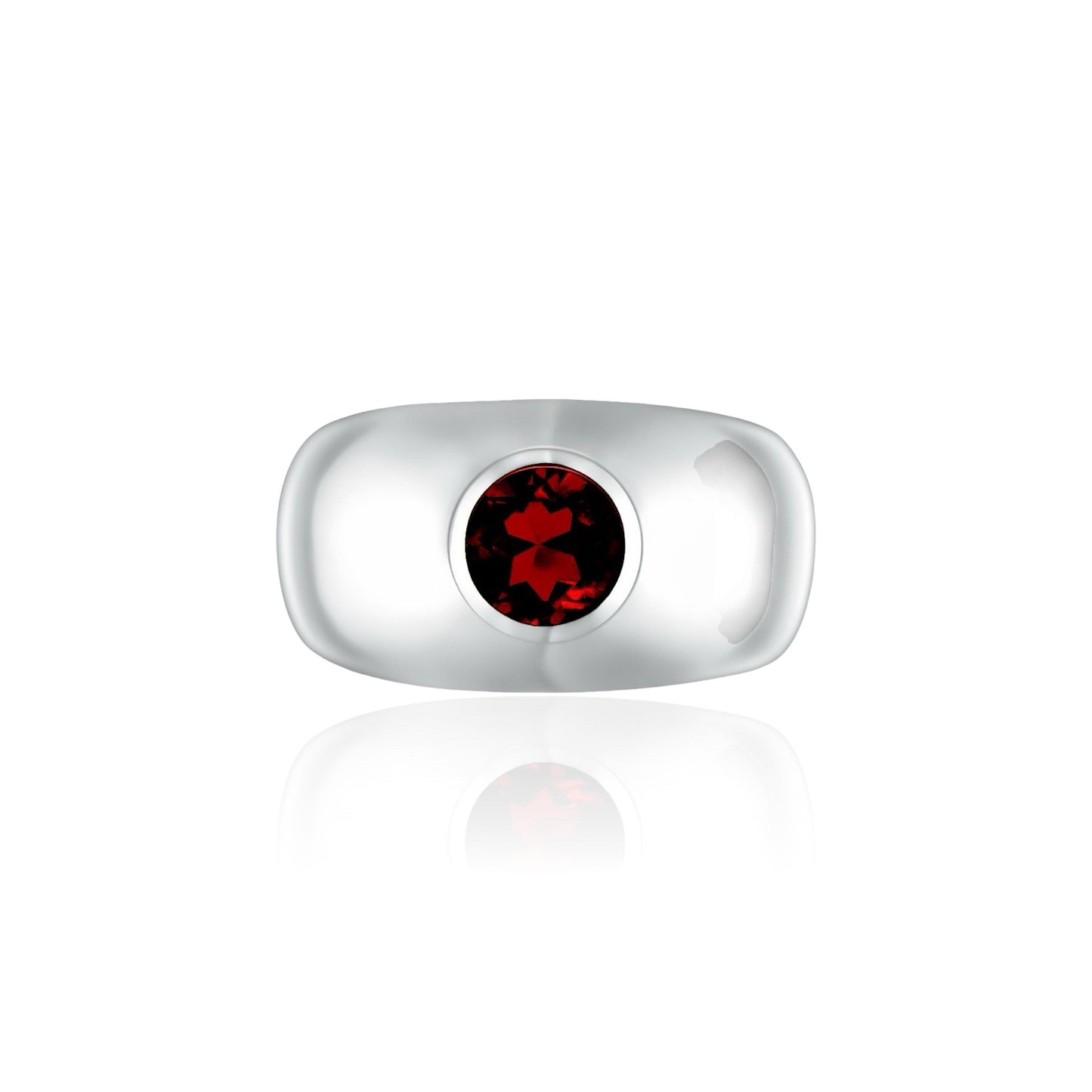 Forma Signet Ring – Deep Red Garnet