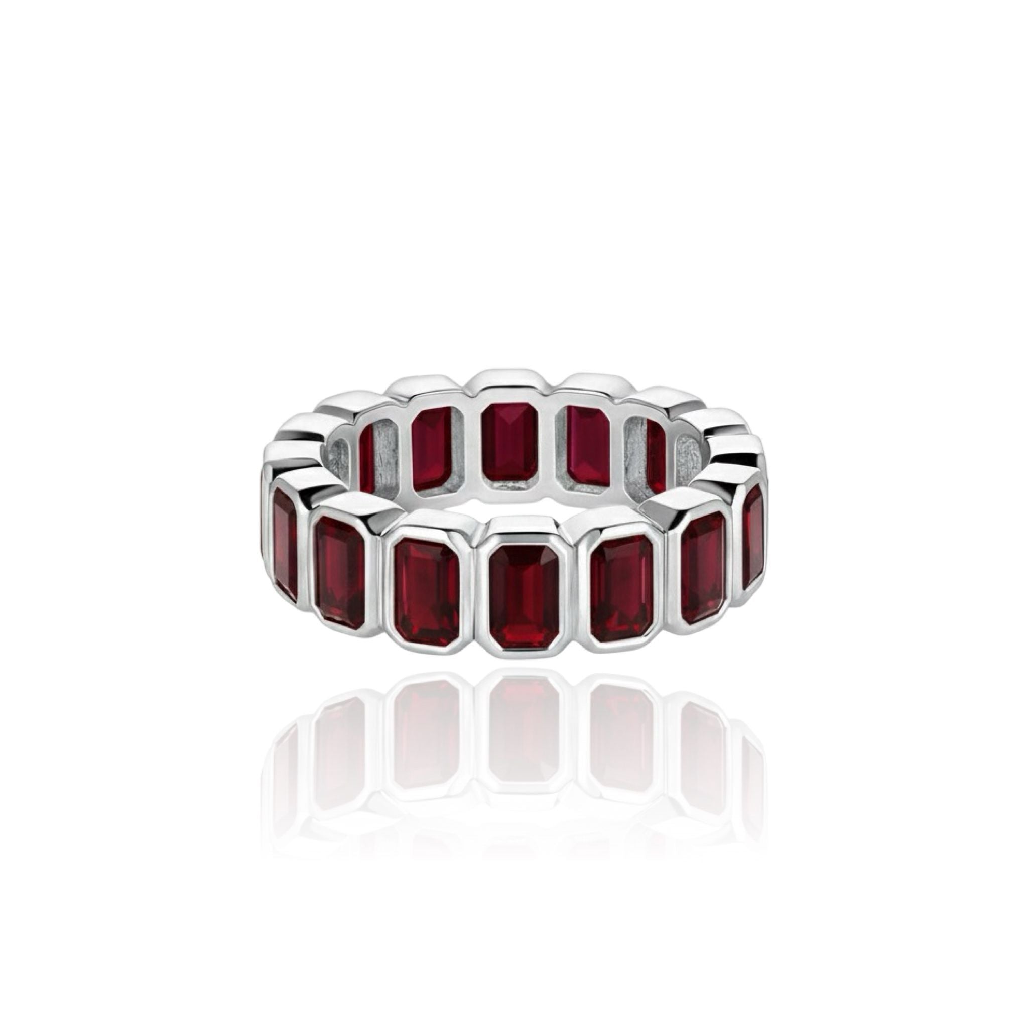 Nexus Vertical Eternity Ring – Deep Red Garnet