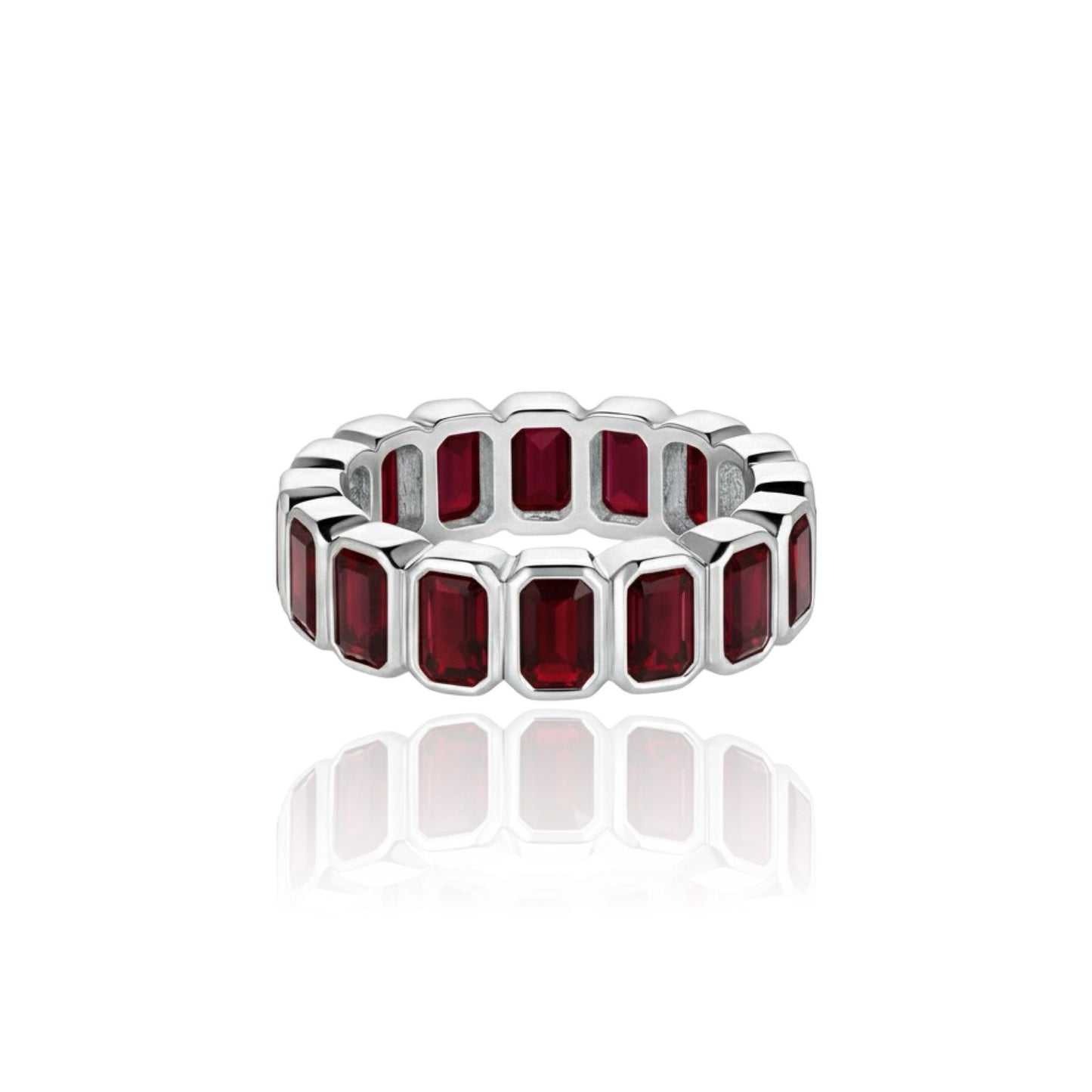 Nexus Vertical Eternity Ring – Deep Red Garnet