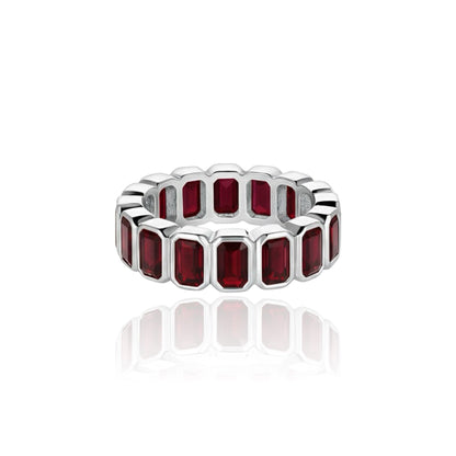 Nexus Vertical Eternity Ring – Deep Red Garnet